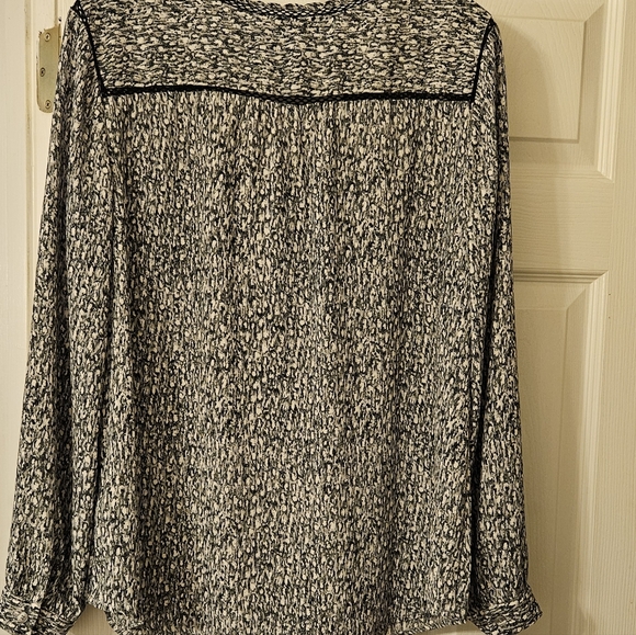 Talbots Black and White Speckled Long Sleeve Blouse - Picture 3 of 3